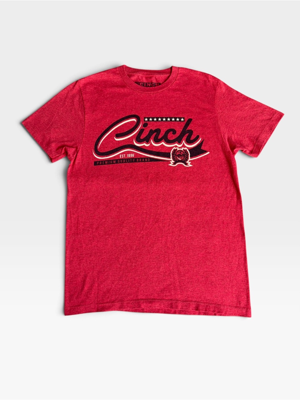 Men’s Red Heathered Cinch Graphic Logo Short Sleeve T-Shirt | Size Medium